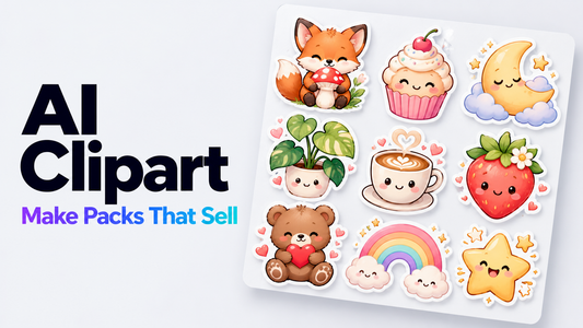 Matching AI clipart and sticker pack for Etsy