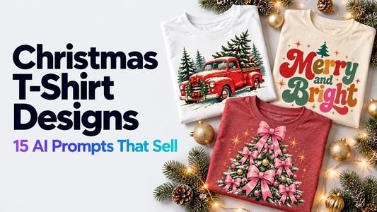 Christmas t-shirt designs made with AI prompts for print on demand