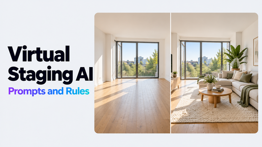 Before and after virtual staging of an empty living room with AI