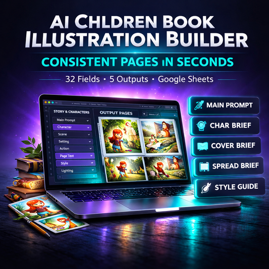 AI Children’s Book Illustration Prompt Builder with CREF for MidJourney & Ideogram