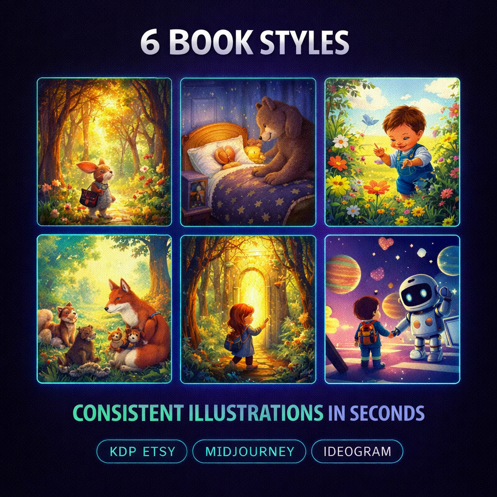AI Children’s Book Illustration Prompt Builder with CREF for MidJourney & Ideogram