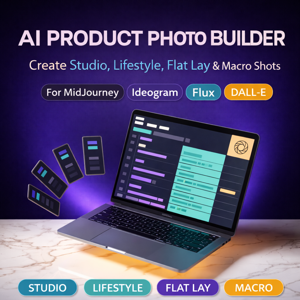 AI Product Photography Prompt Builder for Shopify, Amazon, Etsy & Social Media
