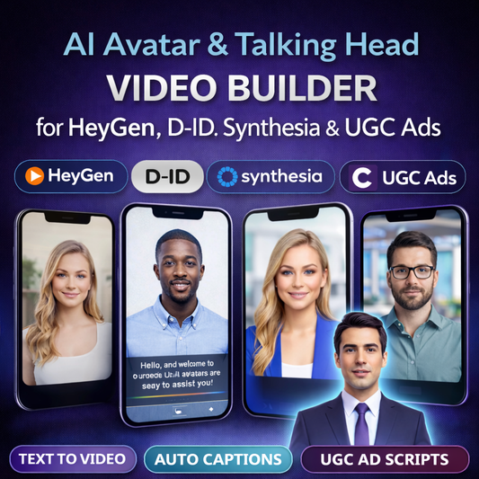AI Avatar & Talking Head Video Builder for HeyGen, D-ID, Synthesia & UGC Ads