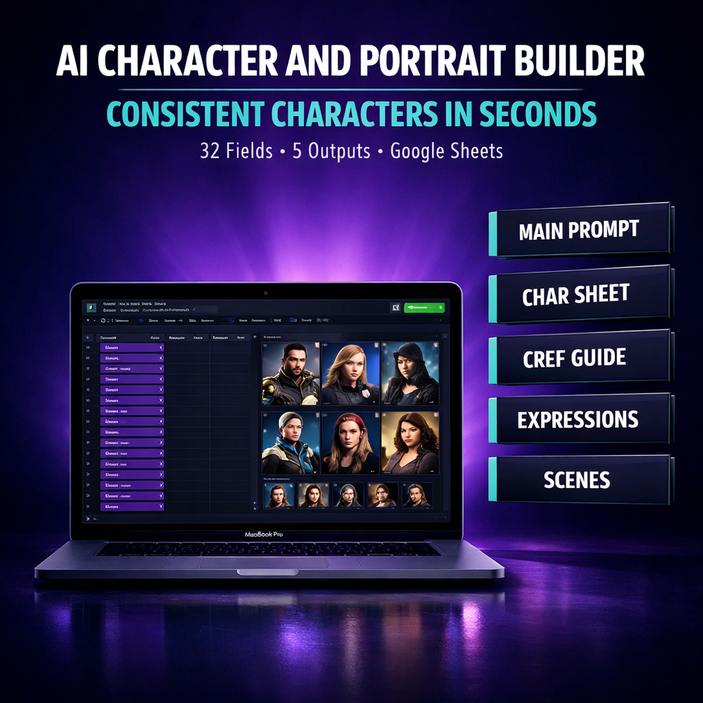 AI Character Prompt Builder with CREF for MidJourney, Ideogram & Character Design