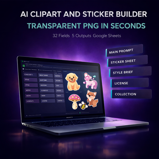 AI Clipart & Sticker Prompt Builder for Etsy, MidJourney & Ideogram