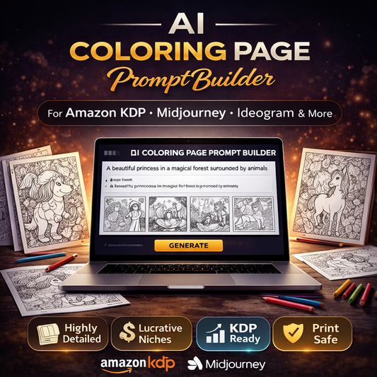 AI Coloring Page Prompt Builder for Amazon KDP, MidJourney & Ideogram