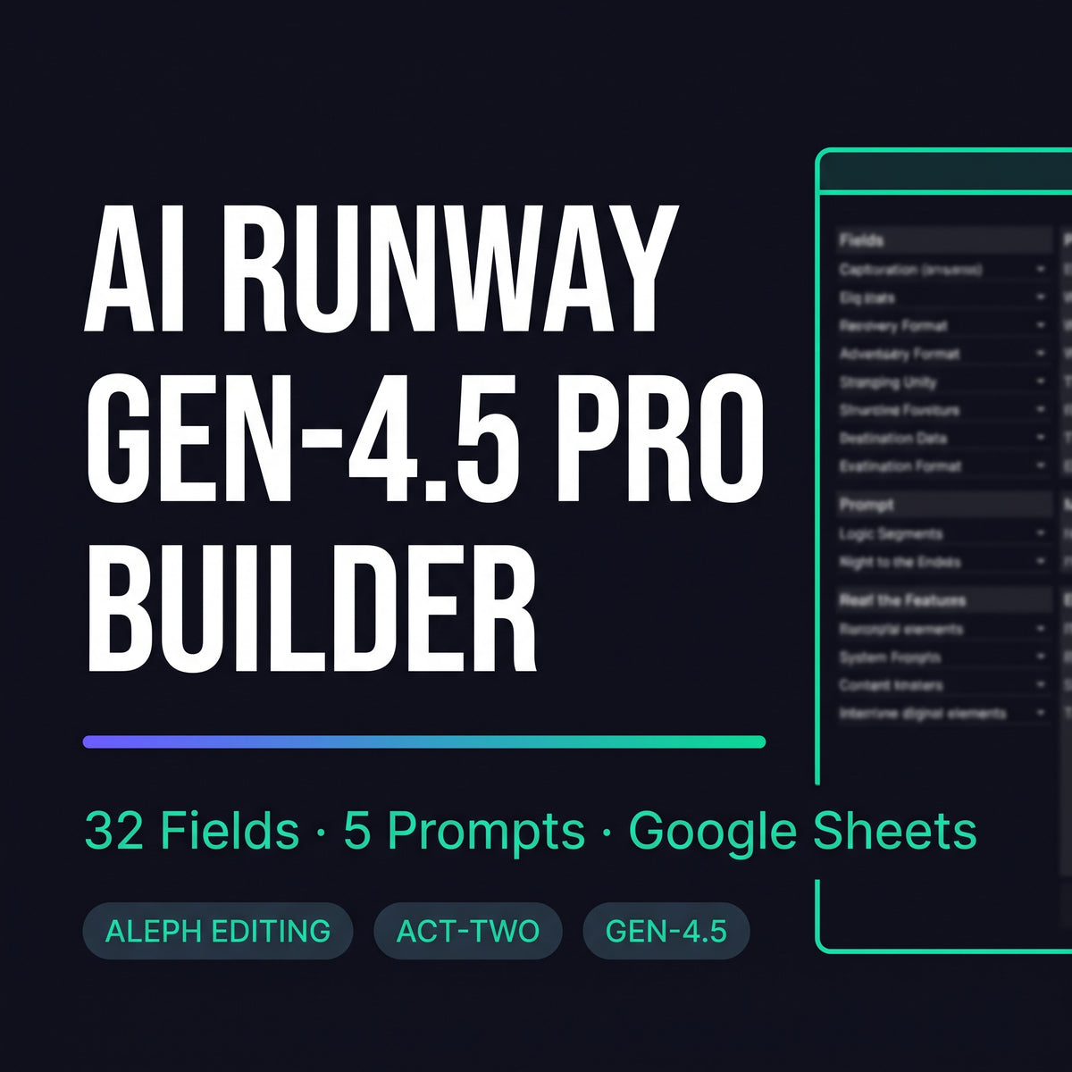 Runway Gen-4.5 prompt template with camera move, motion and reference fields