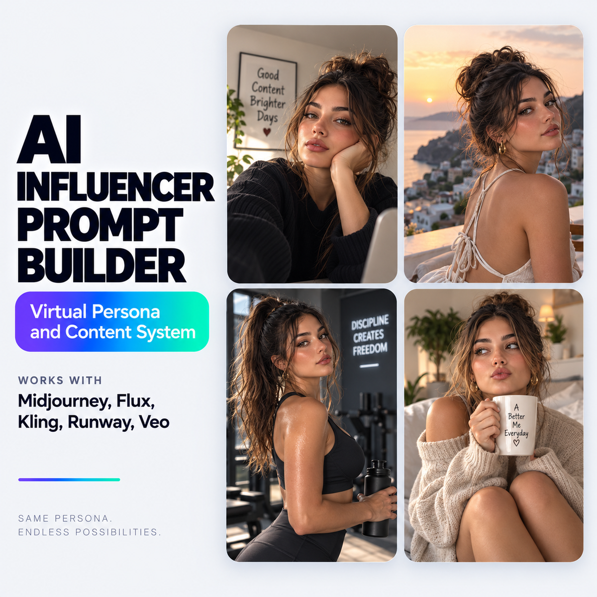 AI Influencer Prompt Builder, virtual persona prompt generator in Google Sheets