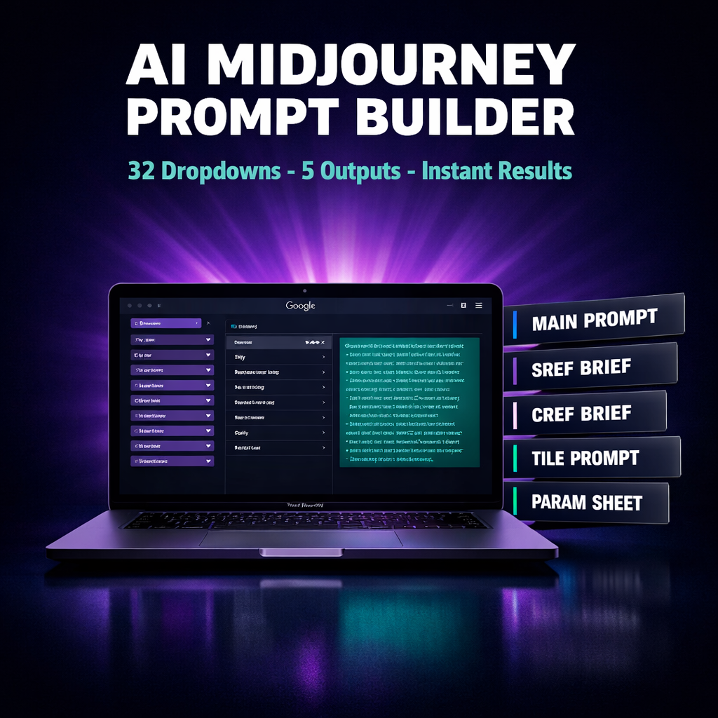 AI MidJourney Prompt Builder for V6.1, V7, Niji, Patterns, POD & KDP