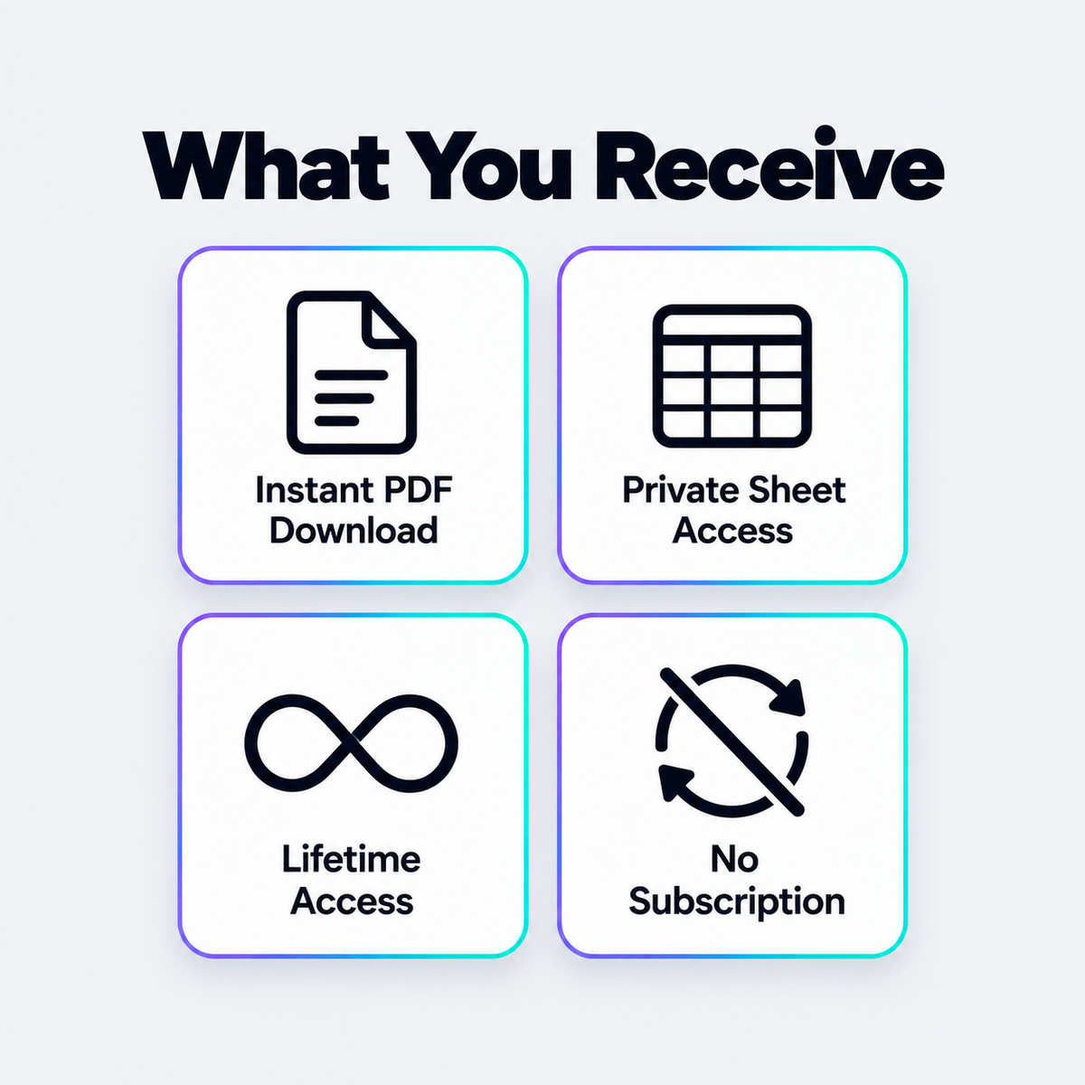 What you receive: instant download PDF with access to the Google Sheets prompt builder
