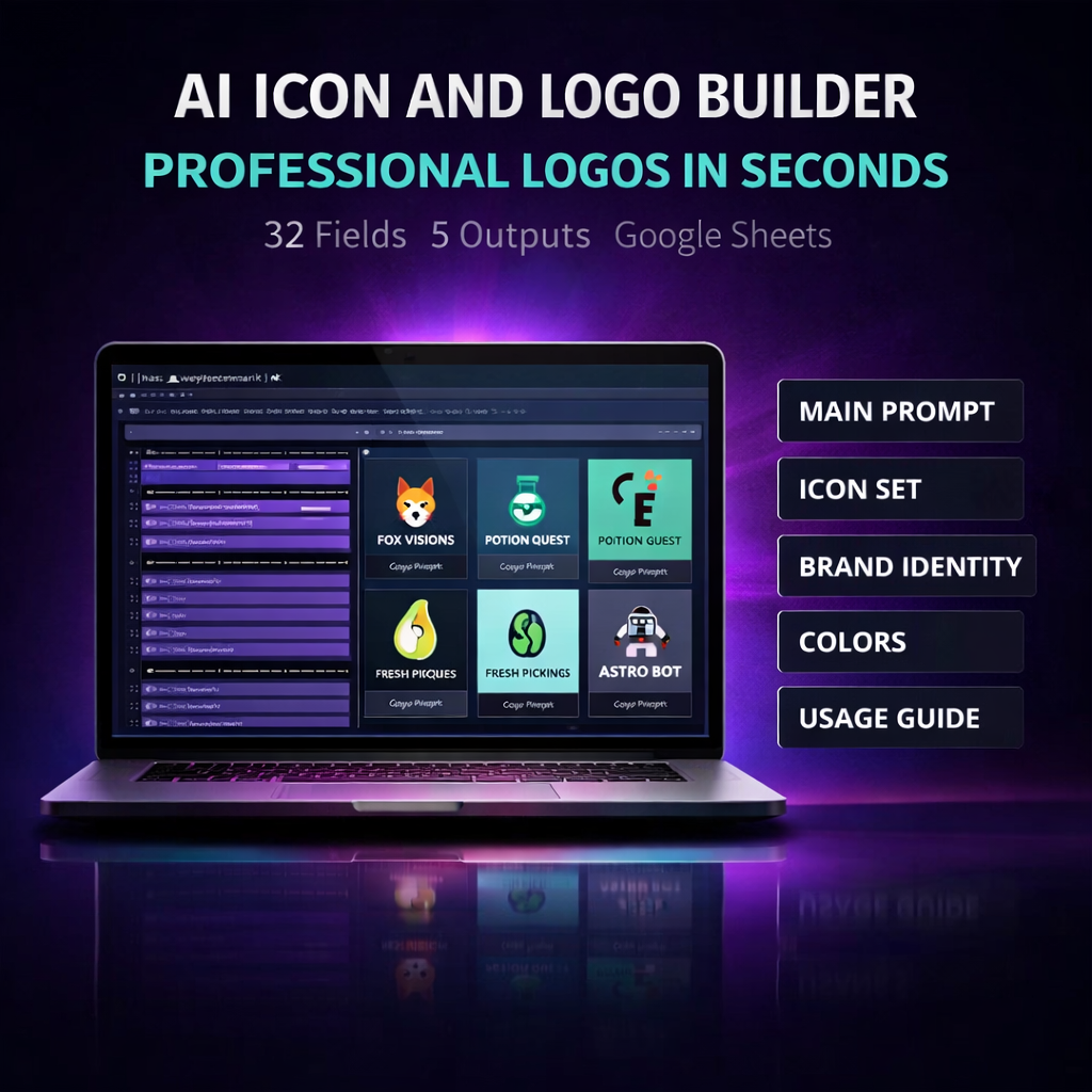 AI Logo & Icon Prompt Builder for MidJourney, Ideogram & Brand Identity Design