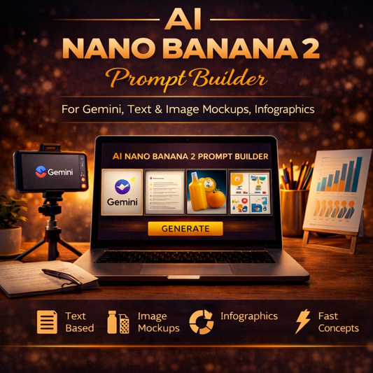 AI Nano Banana 2 Prompt Builder for Gemini, Text-in-Image, Mockups & Infographics
