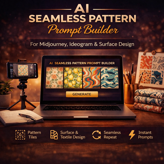 AI Seamless Pattern Prompt Builder for MidJourney, Ideogram & Surface Pattern Design