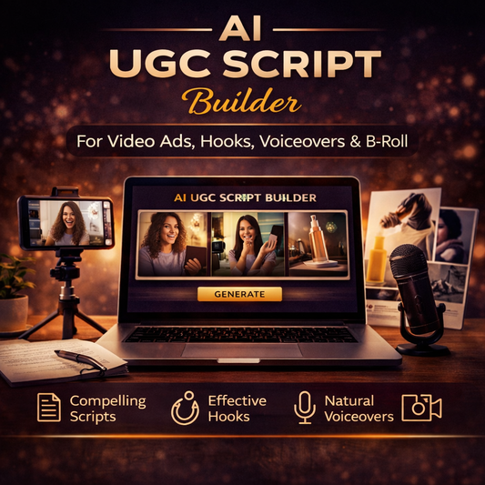 AI UGC Script Builder for Video Ads, Hooks, Voiceovers & B-Roll