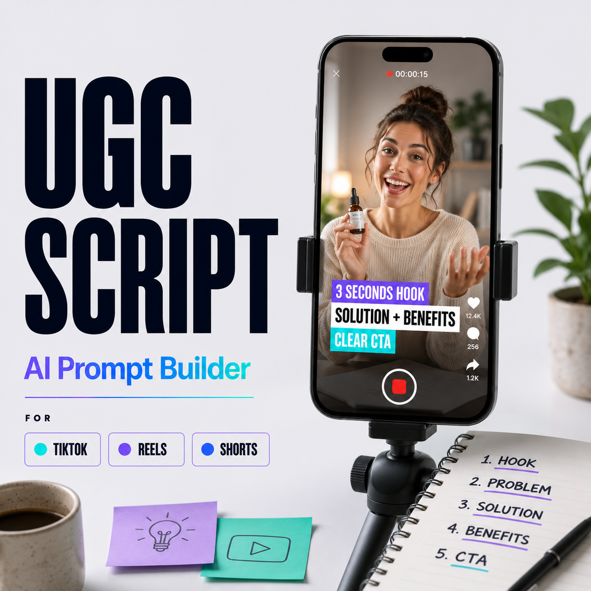UGC Script Builder cover image showing hook and b-roll script fields