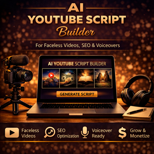 AI YouTube Script Builder for Faceless Videos, Titles, SEO & Voiceovers