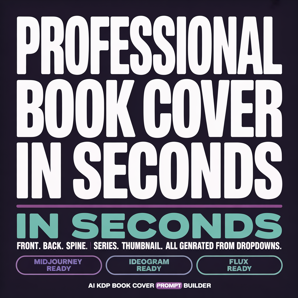 AI KDP Book Cover Prompt Builder for MidJourney, Ideogram, Flux & Self Publishing