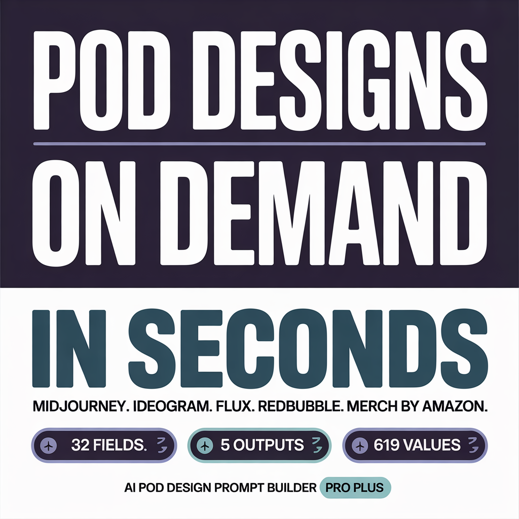 AI POD Design Prompt Builder for Merch by Amazon, Redbubble, Printify & Etsy