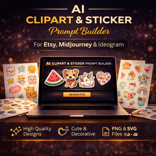 AI Clipart & Sticker Prompt Builder for Etsy, MidJourney & Ideogram