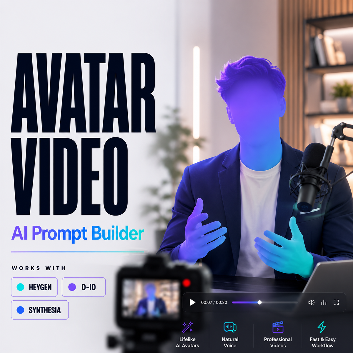 HeyGen Avatar Prompt Builder cover image with talking head avatar examples