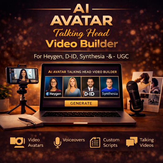 AI Avatar & Talking Head Video Builder for HeyGen, D-ID, Synthesia & UGC Ads