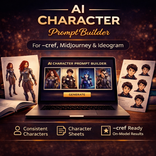 AI Character Prompt Builder with CREF for MidJourney, Ideogram & Character Design
