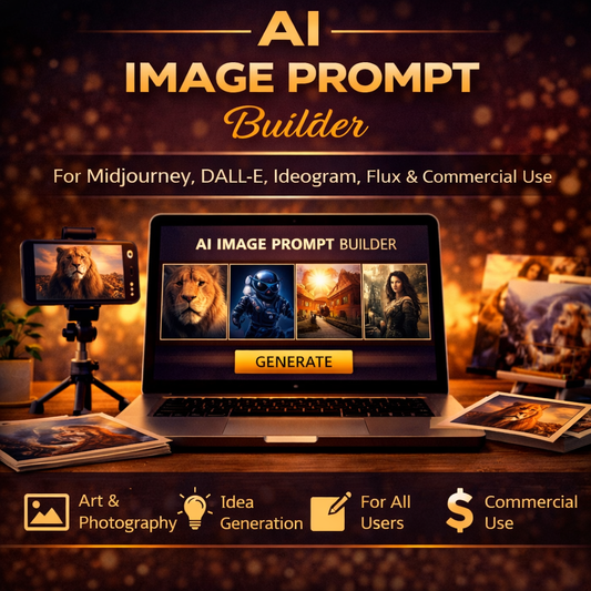 AI Image Prompt Builder for MidJourney, DALL·E, Ideogram, Flux & Commercial Use