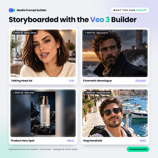 Storyboard keyframes planned with the Veo 3 Prompt Builder