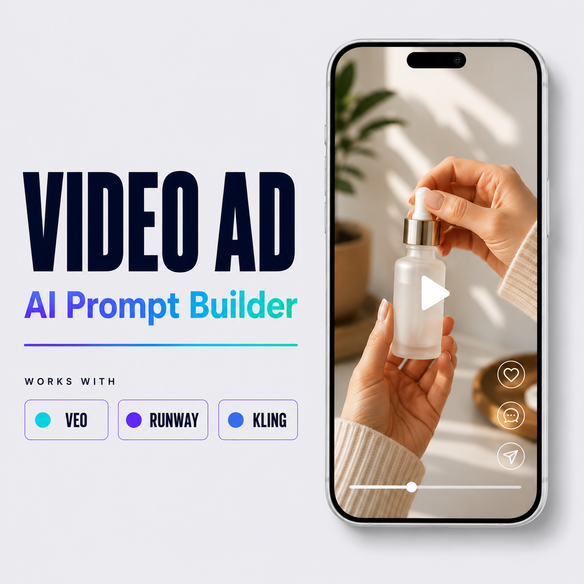 Video Ad Prompt Builder cover image showing social ad hook examples